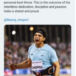 Narendra Modi congratulates Neeraj Chopra for achieving his personal best throw