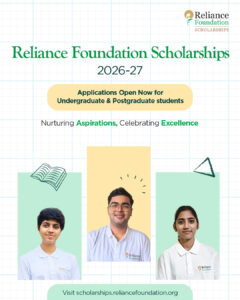 Reliance Foundation Scholarships 2026-27 applications open for students across India