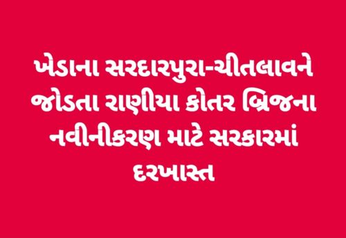 ખેડાના સરદારપુરા-ચીતલાવને જોડતા રાણીયા કોતર બ્રિજના નવીનીકરણ માટે સરકારમાં દરખાસ્ત