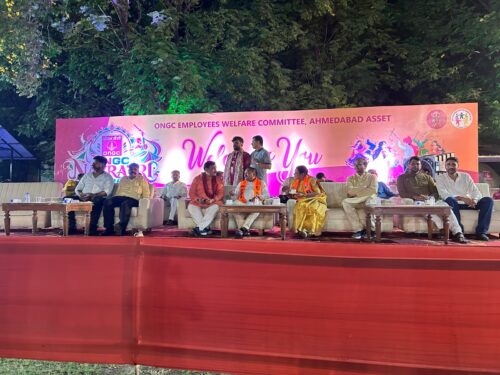 ओएनजीसी गरबा नवरात्रि 2026 में एएमसी पार्षदों का स्वागत